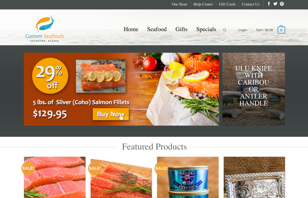 Seafood ecommerce website screenshot